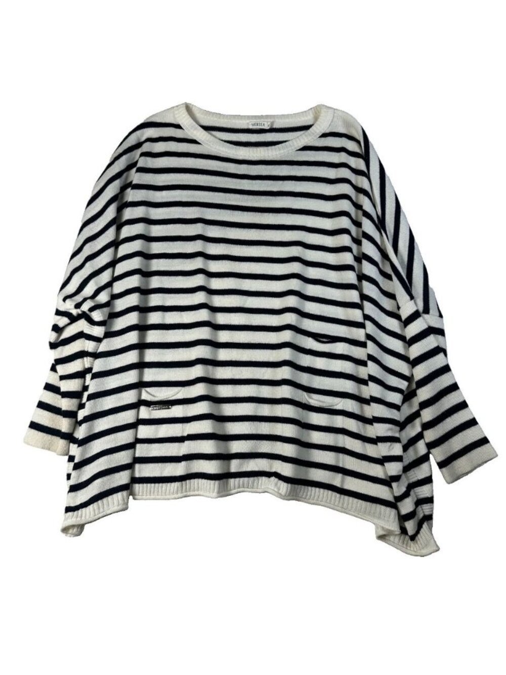 Mersea Catalina Tee OS White Navy Striped Boxy Oversized Minimalist Nautical